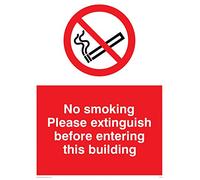Viking Signs PS18-A3P-AC "No Smoking Please Extinguish Before Entering This Building" Sign, Aluminium Composite, 400 mm H x 300 mm W