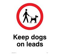 Viking Signs PV1437-A5P-V "Keep Dogs On Leads" Sign, Vinyl, 200 mm H x 150 mm W