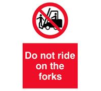 Viking Signs PV5278-A3P-1M "Do Not Ride On Forks" Sign, 1 mm Semi-Rigid Plastic, 400 mm H x 300 mm W
