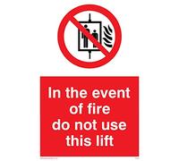 Viking Signs PV53-A6P-V"In The Event Of Fire Do Not Use This Lift" Sign, Vinyl, 150 mm H x 100 mm W,Red