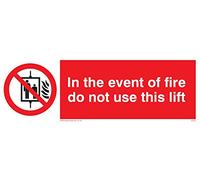 Viking Signs PV53-L15-V "In The Event Of Fire Do Not Use This Lift" Sign, Vinyl, 50 mm H x 150 mm W