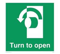 Viking Signs SA402-S10-S Left Down Arrow "Turn To Open" Sign, Rigid Silver Plastic, 100 mm H x 100 mm W