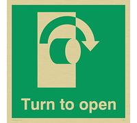 Viking Signs SA403-S20-G Right Down Arrow "Turn To Open" Sign, Rigid Gold Plastic, 200 mm H x 200 mm W