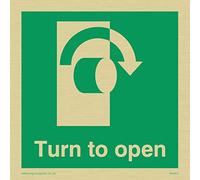 Viking Signs SA403-S85-G Right Down Arrow "Turn To Open" Sign, Rigid Gold Plastic, 85 mm H x 85 mm W