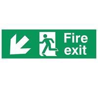 Viking Signs SB426-L62-AC "Fire Exit" Sign, Left Down Arrow, Aluminium Composite, 200 mm H x 600 mm W