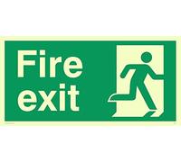 Viking Signs SB434-L32-P "Fire Exit" Sign, Right No Arrow, Semi-rigid Photo luminescent Plastic, 150 mm H x 300 mm W