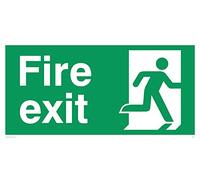 Viking Signs SB434-L42-3D "Fire Exit" Sign, Right No Arrow, 3 mm Double Sided Rigid PVC, 200 mm H x 400 mm W