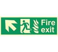 Viking Signs SG694-L41-P "Fire Exit" Running Man Left Angel UP Arrow Sign, Semi-rigid Photoluminescent Plastic, 150 mm H x 450 mm W