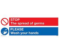 Viking Signs STOP germs PLEASE wash your hands sign - Plastic Rigid 3mm