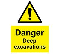 Viking Signs WC489-A3P-AC "Danger Deep Excavations" Sign, Aluminium Composite, 400 mm H x 300 mm W