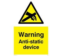 Viking Signs WE88-A2P-AC "Warning Anti-Static Device" Sign, Aluminium Composite, 600 mm H x 400 mm W