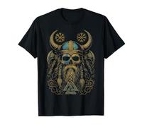 Viking Skull Helmet Axes Walhalla Mythology Viking T-Shirt