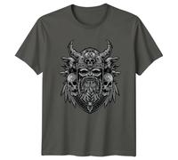 Viking Skull Helmet Ravens Men's T-Shirt Women's Tee Graphic Unisex Top, Norse Mythology Design 2XL Light Graphite