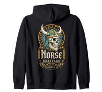 Viking Skull Norse Heritage Funny Vintage Valhalla Runes Zip Hoodie