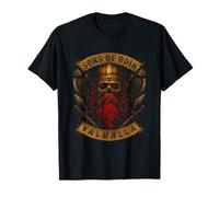 Viking Skull with Helmet and Beard - Sons of Odin - Valhalla T-Shirt