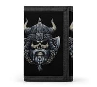 Viking Skull with Helmet Slim Trifold Wallet for Men | Printed Stylish Front Pocket Wallets Credit Card Holder with Card Slots