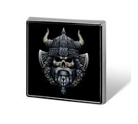 Viking Skull with Helmet Square Lapel Pin Brooch Badge