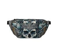 Viking Skull with Horns and Helmet Sling Bag Chest Bags for Women Men, Crossbody Shoulder Bag, Small Rucksack for Travel Hiking