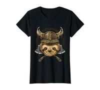 Viking Sloth Renaissance Norse Pagan Valhalla Animal Lovers Value Graphic T-Shirt, Women, Black, XS