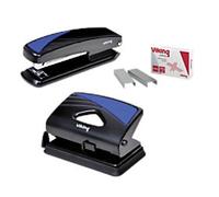 Viking Stapler Full strip 24/6 26/6 Black, Blue 20 Sheets Metal + Hole Punch + 1,000 Staples