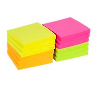 Viking Sticky Notes 76 x 76 mm Assorted Neon 12 Pads of 100 Sheets