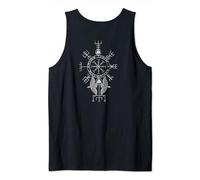 Viking Symbols Print On Back - Aegishjalmur Vegvisir Valknut Tank Top