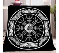 Viking Symbols Super Soft Fluffy Fleece Throw Blanket Retro Style Non-Shedding, Cozy Blanket for Couch, Sofa or Bed - Ideal for Adults & Kids Room Décor Gift 150x200 cm