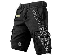 Viking Tattoo Summer Shorts for Men 3D Print Norse Mythology Lightweight Outdoor Work Bottoms Travel Hiking Cargo Pants(Viking Clothing -DK-5,3XL)