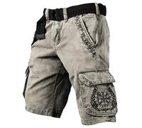 Viking Tattoo Summer Shorts for Men 3D Print Norse Mythology Lightweight Outdoor Work Bottoms Travel Hiking Cargo Pants(Viking Clothing -DK-3,L)