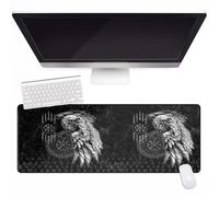 Viking tattoos 80x30cm Mousepad Gaming With Anti-Fray Stitching 3D printed raven rune Desk Mat Gaming With Non-slip Rubber Base Office Desk Accessories