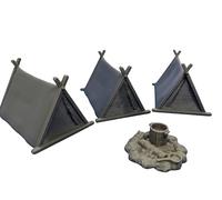 Viking Tents Camp Campsite Set | 28mm 1/56 Scale Miniature | RPG Tabletop Figure Landscape Modelling Wargaming Fantasy Diorama Wargames Model Scenery Terrain Scatter Roleplaying 3d Printed Paintable