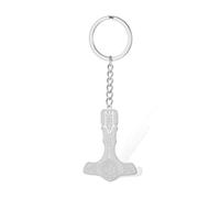 Viking Thor Hammer Keychain Stainless Steel Norse Mjolnir Keyring Nordic Vintage Pagan Amulet Jewelry (silver)