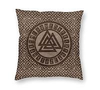 Viking Throw Pillow Case Vintage 3D Print Square Cushion Cover for Men Women Home Decorative Sofa Norse Myth Gift,Valknut,50x50cm