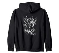 Viking Thunder Woman Valkyrie On Winged Horse Zip Hoodie