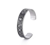 Viking Tree of Life Bracelet for Men Women Yggdrasil Celtic Knot Cuff Bangle Stainless Steel Norse Viking Raven Talisman Bracelet Jewelry for Men (Black)