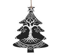 Viking Tree Of Life Celtic Knot Black Ancient Christmas Tree Hanging 6 Pcs Set Wooden Ornaments Christmas Tree Shape Xmas Pendants Decoration Gifts For Women Men
