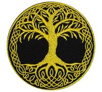 Viking Tree of Life Yellow Yggdrasil Embroidered Iron on Sew on Patch Badge for Clothes etc. 7cm