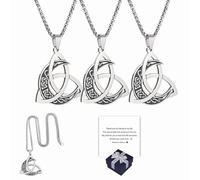 Viking Trinity Knot & Moon Necklace, Detailtion Viking Trinity Moon Necklace, Fashion Retro Stainless Steel Crescent Moons Celtic Knots Pendant, Witches Knot Pendant for Women Men (3PCS)