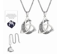 Viking Trinity Knot & Moon Necklace, Detailtion Viking Trinity Moon Necklace, Fashion Retro Stainless Steel Crescent Moons Celtic Knots Pendant, Witches Knot Pendant for Women Men (2PCS)