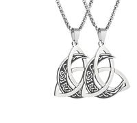 Viking Trinity Knot & Moon Necklace for Women and Men, 2025 New Stainless Steel Moon Necklace for men, Fashion moon pendant, Fashion Accessories Creative Gift (2)