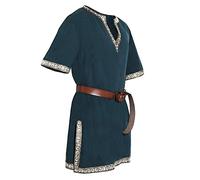 Viking Tunic Men's with Slit, Medieval Shirt, Men's Short Sleeve, Steampunk Pirate Shirt, Vintage Victorian Renaissance Shirts, Linen Shirt, Lace-Up Shirt, War Clothing for Halloween and Carnival