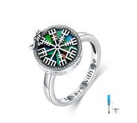 Viking Urn Ring for Ashes Sterling Silver Cremation Ring for Ashes Viking Compass Memorial Jewellery Gifts for Women Men