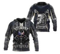 Viking Valhalla Odin Wolf Sweatshirt Nordic Mythology Print Hoodie Pullover Nordic Men Retro Jacket,Valhalla Zip Hoodie,L