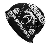 Viking Valknut Rune Soft Skull Beanie,Hip Hop Punk 3D Printed Bear Head Winter Pagan Outdoor Street Riding Hat Black