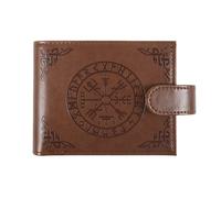 Viking Vegvisir Compass Bifold Wallet Brown Faux Leather Norse Pagan Gift Men