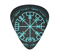 Viking Vegvisir Magic Navigation Compass ancient Celluloid Guitar Picks Plectrums for Guitar Bass Ukulele 0.46mm/0.71mm/0.96mm (Pack of 12)