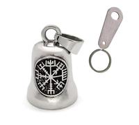 Viking Vegvisir Motorcycle Ride Bell, Stainless Steel Guardian Motorcycle Angel Bell, Gremlin Bell Motorcycle Accessories