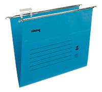 Viking Vertical Suspension File Foolscap V Base 220 gsm Blue Pack of 50