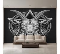 Viking Wallpaper for Living Room, Baphomet Goat Head Wall Mural for Bedroom 250x175 cm, Non-Woven Photo Wallpaper, Home Decor D&O67