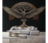 Viking Wallpaper, Tree of Life Eagle Metallic Wall Mural, Wallpaper for Bedroom Living Room, Home Decor, Photo Wall Paper, 274 x 254 cm &SO213
